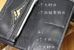 Handmade biker wallet leather Prajna Inuyasha carved biker wallet chian Long wallet clutch for men - EverHandmade