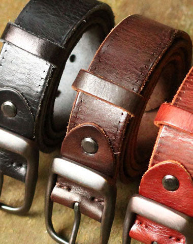 Genuine Leather Mens Leather Men Brown Black Belt for Men Cool Leather Belt - EverHandmade