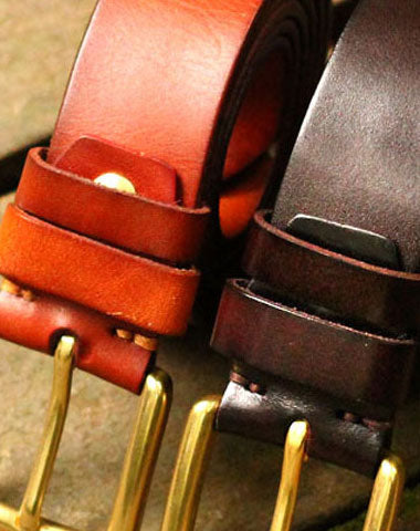 Genuine Leather Mens Leather Men Brown Black Belt for Men Cool Leather Belt - EverHandmade