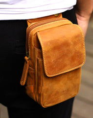 Handmade Leather Mens Cell Phone Holsters Waist Bag Hip Pack Belt Bag for Men - EverHandmade