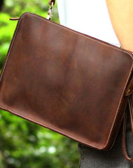 Genuine Leather Mens Cool Messenger Bag Ipad Bag Chest Bag Bike Bag Cycling Bag for men - EverHandmade
