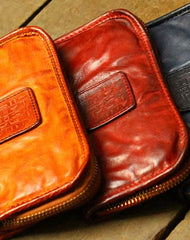 Genuine Leather Wallet Bifold Handmade Zip Long Wallet Purse Clutch For Mens - EverHandmade