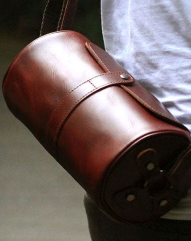 Genuine Leather Mens Chest Bag Cool Sling Bag Messenger Bag Bike Bag Cycling Bag For Men - EverHandmade