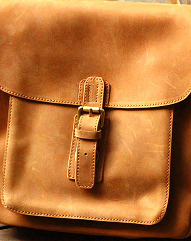 Genuine Leather Mens Cool Messenger Bag iPad Bag Chest Bag Bike Bag Cycling Bag For Men - EverHandmade