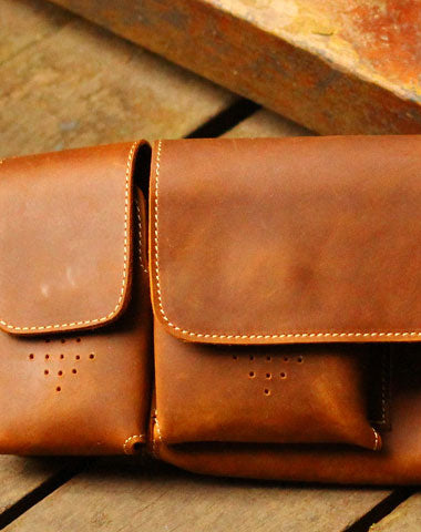 Genuine Leather Mens Cool Belt Chest Bag Sling Bag Crossbody Bag Travel Bag Hiking Bag for men