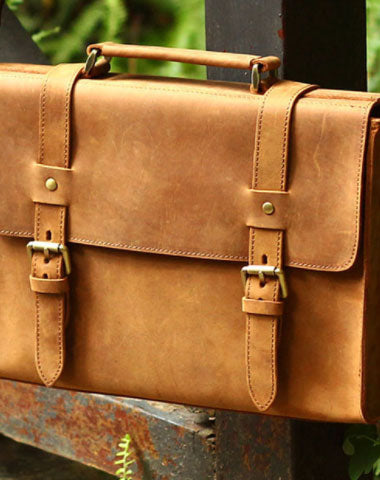 Handmade Leather Mens Cool Messenger Bag Briefcase Square Bag Chest Bag Bike Bag Cycling Bag for men - EverHandmade