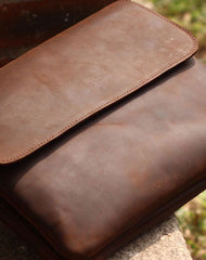 Vintage Leather Mens Small Messenger Bag Clutch Purse iPad Bag For Men - EverHandmade