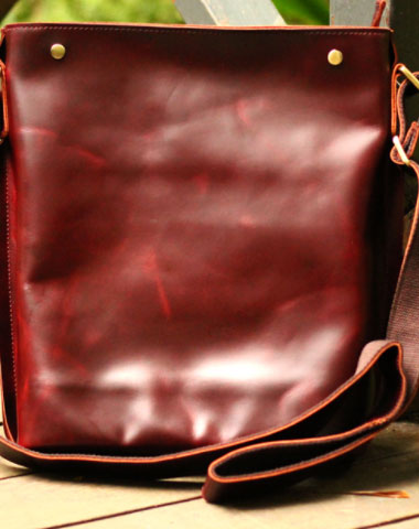 Genuine Leather Mens Cool Messenger Bag iPad Bag Chest Bag Bike Bag Cycling Bag For Men - EverHandmade