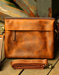 Genuine Leather Mens Cool Messenger Bag iPad Bag Chest Bag Bike Bag Cycling Bag For Men - EverHandmade