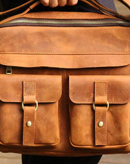 Genuine Leather Mens Cool Messenger Bag iPad Bag Chest Bag Bike Bag Cycling Evelope Cluth Bag For Men - EverHandmade