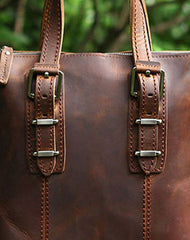 Genuine Leather Mens Cool Messenger Bag iPad Bag Chest Bag Bike Bag Cycling Briefcase Bag For Men - EverHandmade