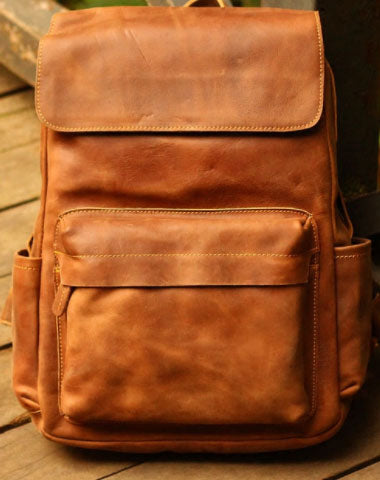 Cool Leather Mens Backpack Travel Backpack Vintage School Backpack for men