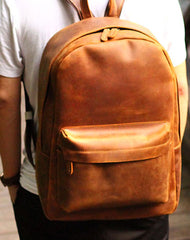 Cool Leather Mens Backpack Vintage Travel Backpack Hiking Backpack for men