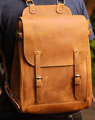 Cool Leather Mens Backpack Vintage Travel Backpack Cool School Backpack for men - EverHandmade