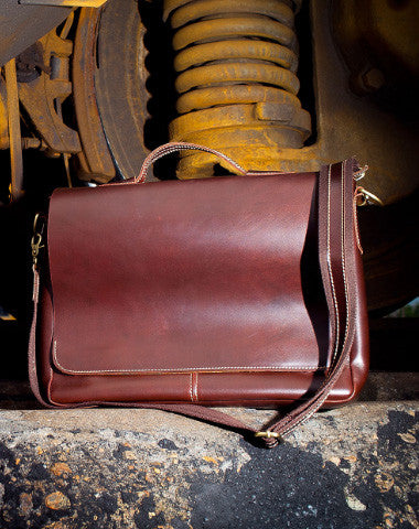 Handmade leather men Briefcase messenger vintage shoulder laptop bag vintage bag - EverHandmade