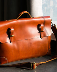 Cool leather mens Briefcases business Briefcase Shoulder Bag Laptop Briefcase - EverHandmade
