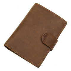 RFID Vintage Leather Men's Trifold Small Wallet Brown billfold Wallet For Men