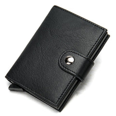 Cool RFID Black Leather Men's Card Holder Card Bifold Small Wallet For Men