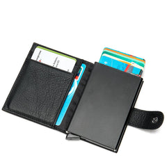 Cool RFID Black Leather Men's Card Holder Card Bifold Small Wallet For Men