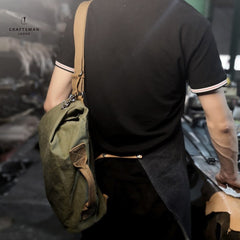 Army Green Canvas Mens Sling Bag Chest Bag One Shoulder Pack Sling Pack Bag For Men