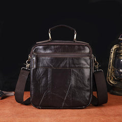 Coffee LEATHER MEN'S Small Vertical Side Bag Messenger Bag Coffee Briefcase Handbag FOR MEN