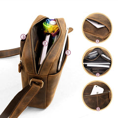 Vintage LEATHER MEN'S SMall Vertical Courier Bag BROWN Messenger Bag Side Bag Postman Bag FOR MEN