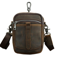 BADASS Brown LEATHER MEN Belt Pouch Belt Bag Waist BAG MIni Side Bag FOR MEN