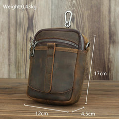 BADASS Brown LEATHER MEN Belt Pouch Belt Bag Waist BAG MIni Side Bag FOR MEN