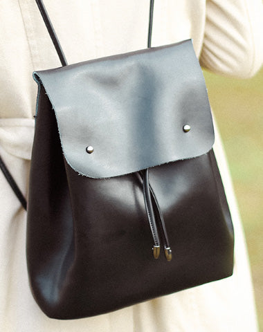 Handmade Leather Womens Backpack School Backpack Purses for Women