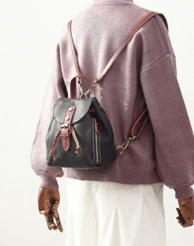 Stylish Leather Black Womens Backpack School Backpack Vintage Backpack for Women - EverHandmade