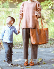 Handmade Genuine Leather Handbag Tote Bag Shopper Bag Shoulder Bag Purse For Women - EverHandmade