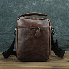 BROWN LEATHER MEN'S 10 inches Side bag Vertical Courier Bag MESSENGER BAG FOR MEN