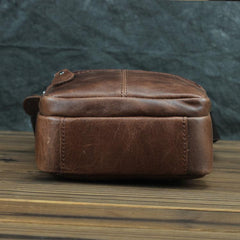 BROWN LEATHER MEN'S 10 inches Side bag Vertical Courier Bag MESSENGER BAG FOR MEN