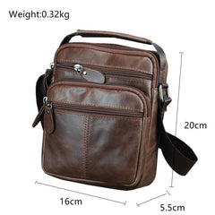 BROWN LEATHER MEN'S 10 inches Side bag Vertical Courier Bag MESSENGER BAG FOR MEN