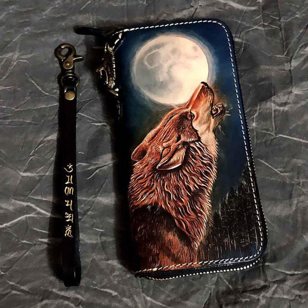 Badass Black Leather Men's Long Biker Wallet - Back View