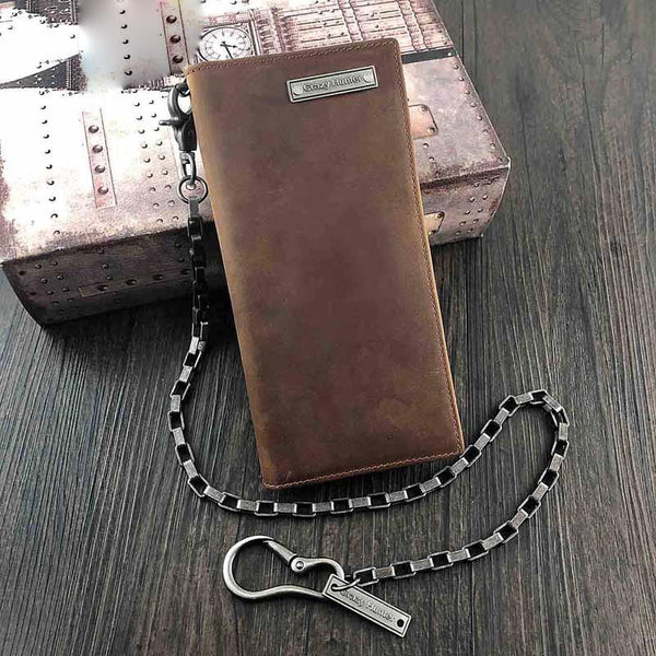 Leather Men's Long Biker Chain Wallet
