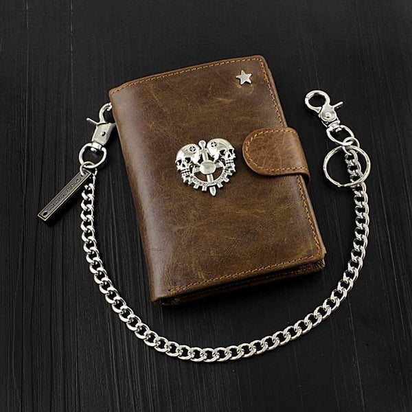 Cool Leather Men's Trifold Punk Ghost Head - Back View