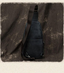 Blue Leather Mens Sling Bag Sling Backpack Brown Chest Bag Sling Shoulder Bag Sling Pack For Men