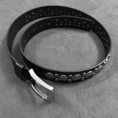 Badass Black Leather Metal Rock Punk Belt Black Motorcycle Belt Leather Rivet Belts For Men