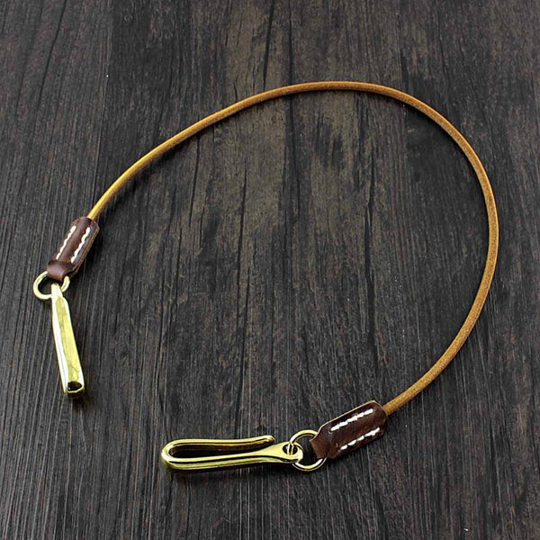 Badass Tan Leather Long Wallet Chain Cool Punk Rock Biker Trucker Wallet Chain T WG00282106