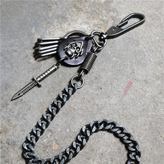 chain pants mens​ Badass Mens Skull Trousers Chain Key Punk Pants Chain Skull Wallet Chain For Men 