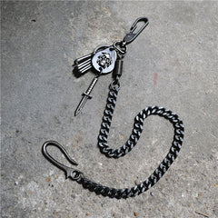 chains on pants​ Badass Mens Skull Trousers Chain Key Punk Pants Chain Skull Wallet Chain For Men 