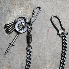 punk chains​ Badass Mens Skull Trousers Chain Key Punk Pants Chain Skull Wallet Chain For Men 