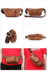 Badass Leather Fanny Pack Men's Brown Hip Bag Bum Bag Waist Bag For Men