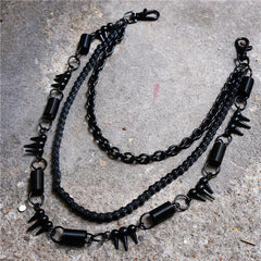 Badass Men's Triple Black Long Wallet Chain Pants Chain Biker Wallet Chain For Men