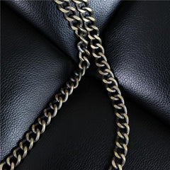 Badass Men's Bronze Metal Long Double Wallet Chain Pants Chain Biker Wallet Chain For Men