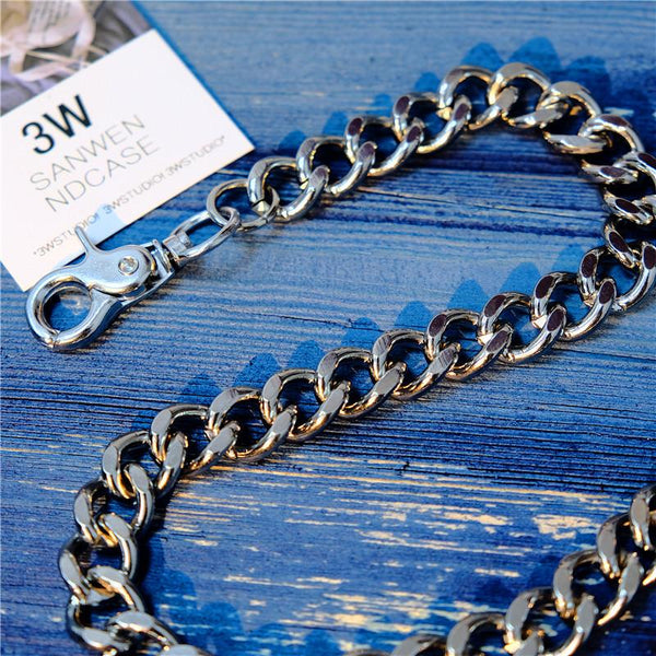 Badass Men's Silver Long Key Chain Wallet Chain Pants Chain Biker Wallet Chain F ZJWW00131096