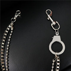 Fashion Men's Silver Double Long Pants Chain Punk Biker Wallet Chain For Men