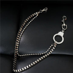 Fashion Men's Silver Double Long Pants Chain Punk Biker Wallet Chain For Men