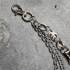 Badass Men's Silver Triple Pants Chain Bike Chain Long Punk Wallet Chain For Men